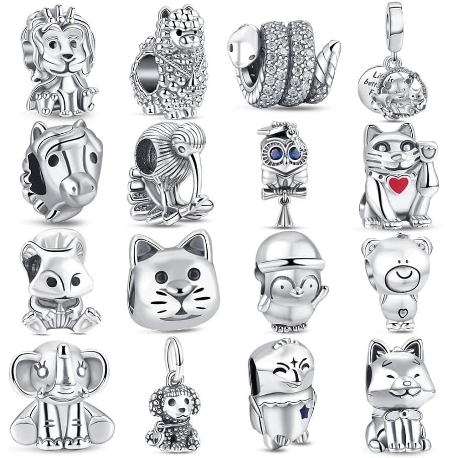 Hot Sale 925 Sterling Silve Charms Beads Animal Lion Pig Unicorn Monkey DIY Charms Dangle For Bracelet Woman Jewelry Gifts