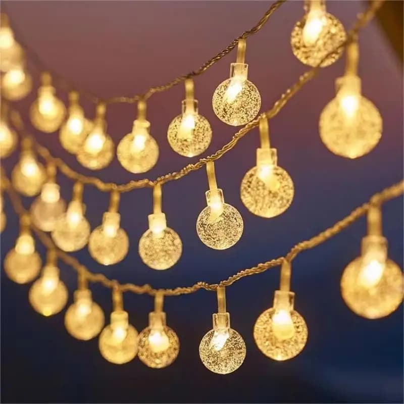 Lucine 1.5/3m LED Palla Fiocco di neve Stella Natale String Light Ghirlanda Alimentata a batteria Per la casa Decorazione di Capodanno Navidad