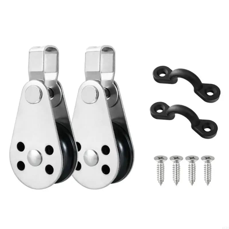 Kit carrello ancore per canoe per kayak Puleggia Ruota Piccolo puleggia in acciaio inossidabile con occhiello imbottito Accessori per kayak per barche