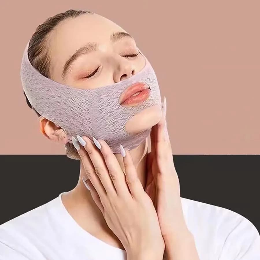 Fasciatura per il viso Cintura regolabile per sollevamento a V Maschera per dormire per scolpire Ridurre il doppio mento Nastri per il lifting del viso Strumento per la cura della pelle