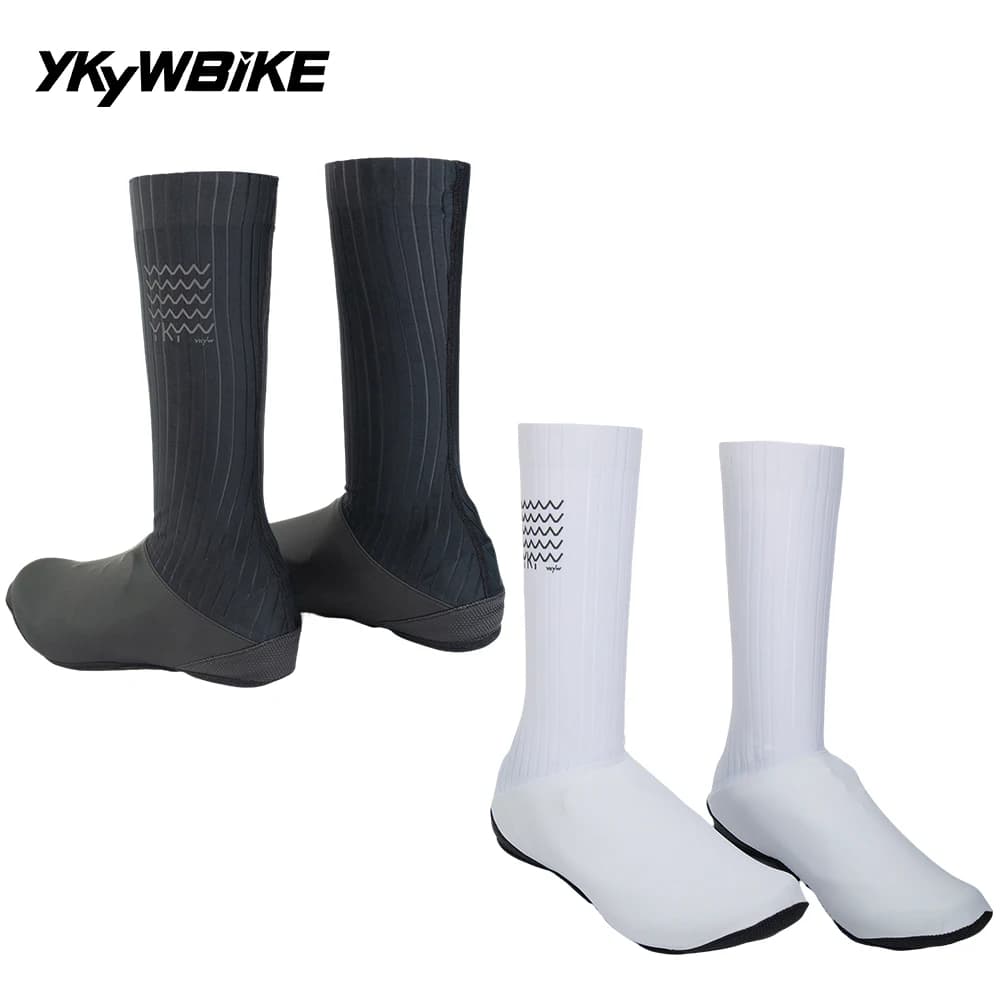YKYW Uomo Antivento Impermeabile Scarpe da ciclismo Copriscarpe Nero Bianco MTB Scarpe da bici Copristivali Protezione per scarpe Pro Team Aero Copriscarpe
