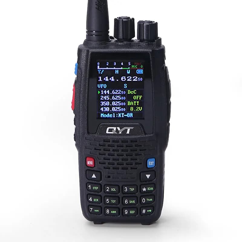QYT KT-8R Dispositivo quad-band walkie-talkie portatile UV ad alta potenza con schermo a colori per applicazioni UV ad alta potenza