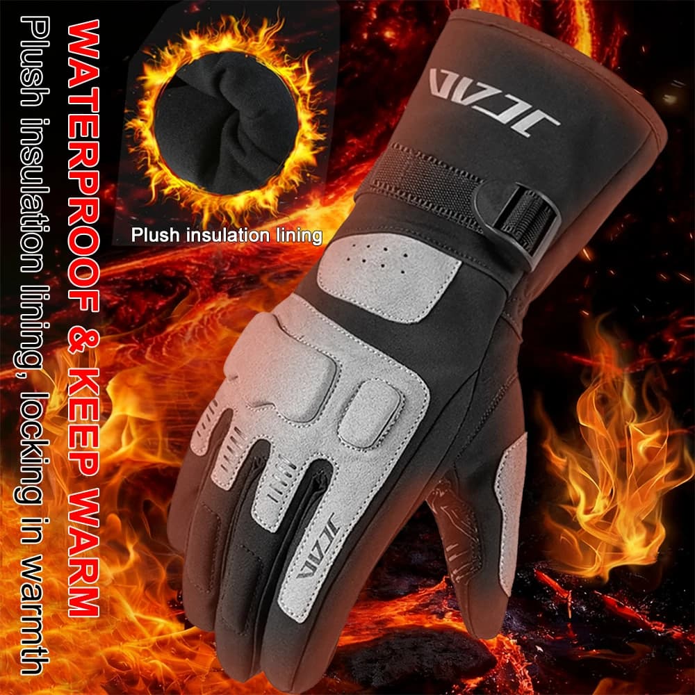 JCAA Winter New Motorcycle Gloves Waterproof Guantes Moto Warm Men Full Finger Moto Gloves Touch Screen Motorbike Riding Gloves