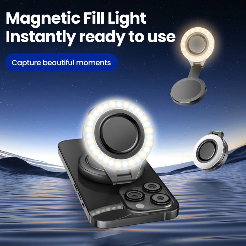 Mini luce morbida magnetica con ventosa, luce di riempimento MINI per bellezza, multiangolo, comoda, universale, tascabile, per Magsafe