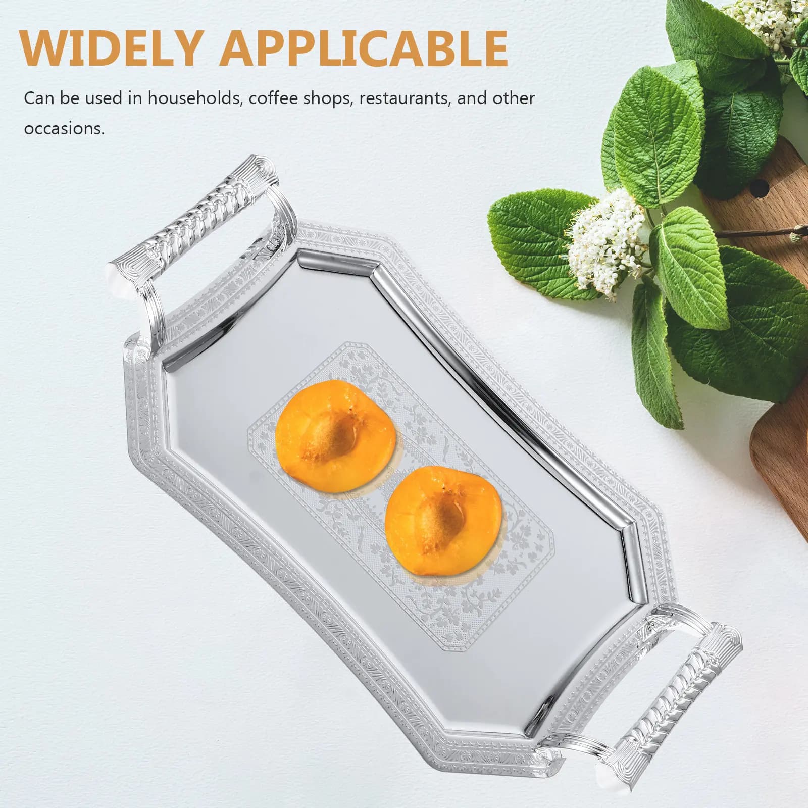 Stainless Steel Serving Tray Rectangular Metal Fruit Platter for Tea Coffee Table Dessert Snack Dried Fruit Party Appetizer