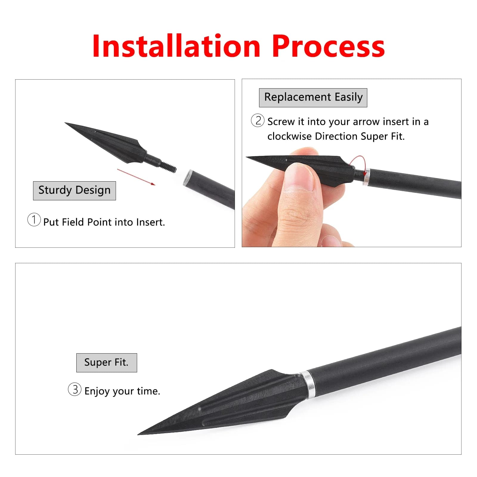12pcs 150Grains Arrow Field Points,Fit ID7.9mm Arrow Shafts,for Compound/Recurve Bow,Archery Practice&Target Shooting Accessory