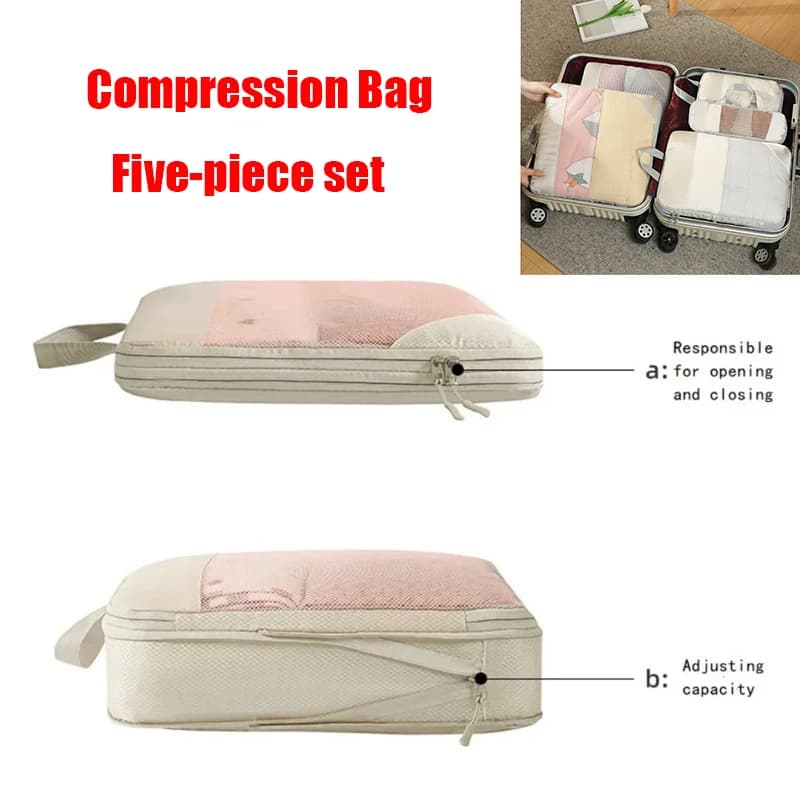 Set of 5 Pieces of Comprehensible Travel Dresses, for Intima Linens, Toiletries, Cosmetics - Baggage Organizer
