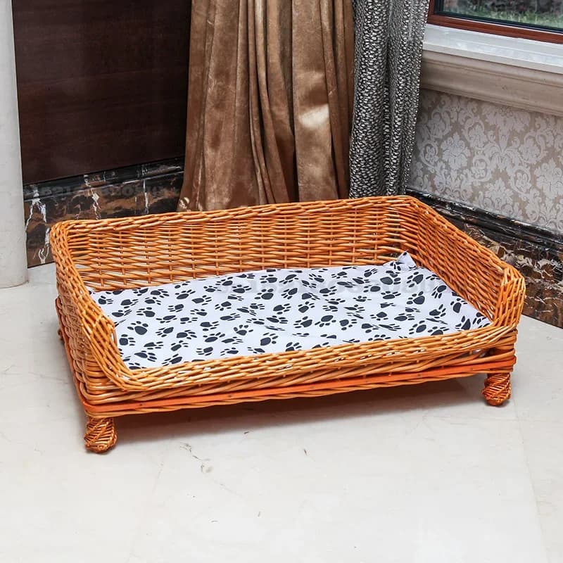 Universal Four Seasons Rattan Kennel with Removable Washable Cotton Bamboo Mat Dog House Cat House Pet Bed