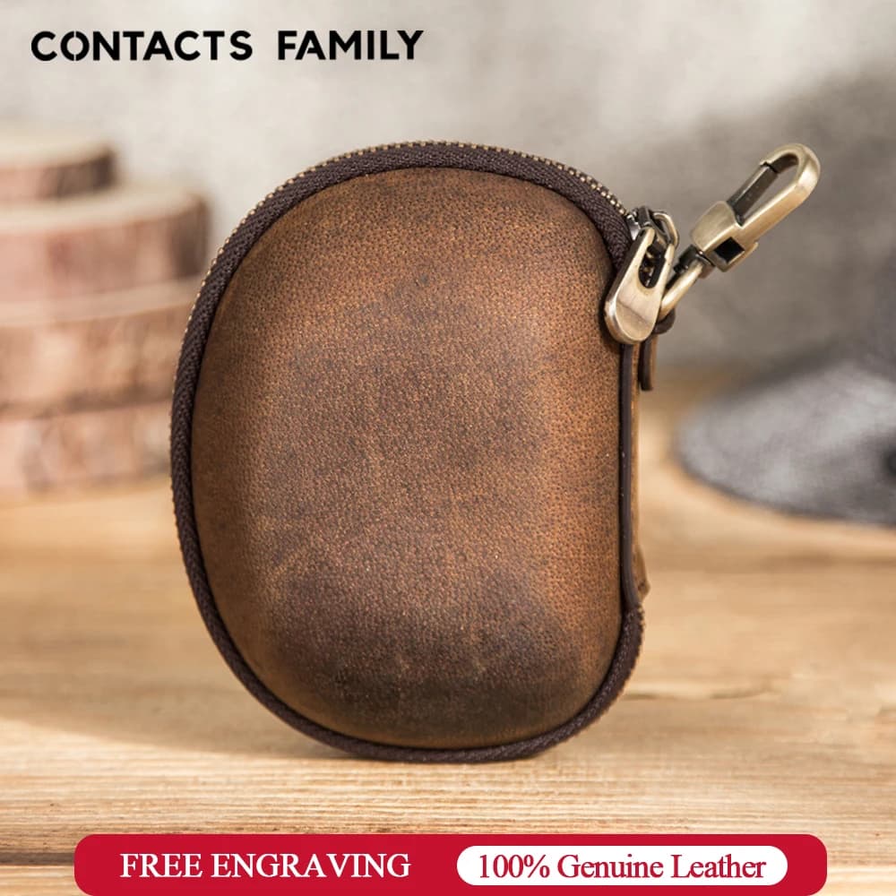 Famiglia di contatti custodia per auricolari in vera pelle custodia rigida portatile Organizer per auricolare cavo USB borsa per accessori per auricolari
