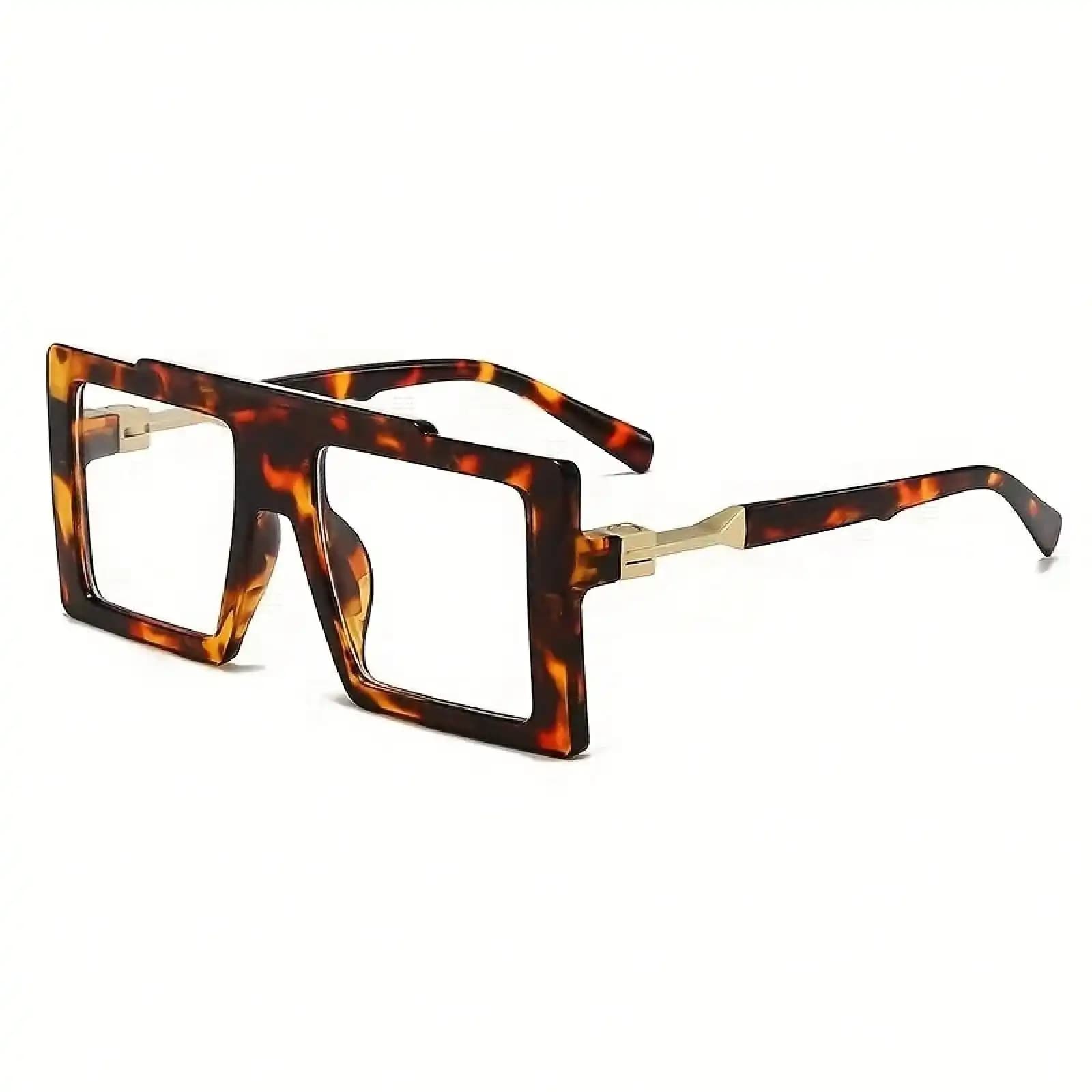 Occhiali decorativi con montatura quadrata grande, montatura in PC alla moda e resistente per uomo e donna, occhiali di alta gamma.
