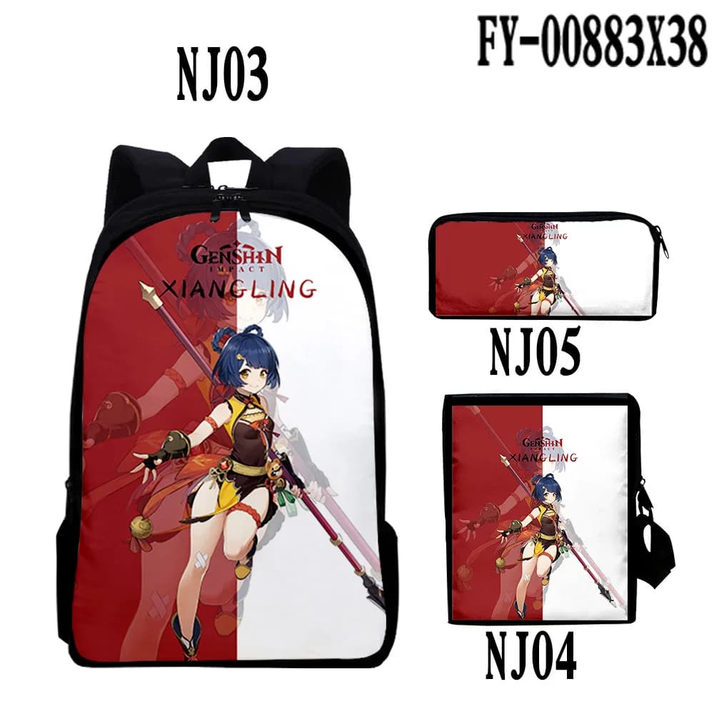 Harajuku Youthful Peculiar Genshin Impact 3D Print 3pcs/Set Student Travel bags Laptop Daypack Backpack Shoulder Bag Pencil Case