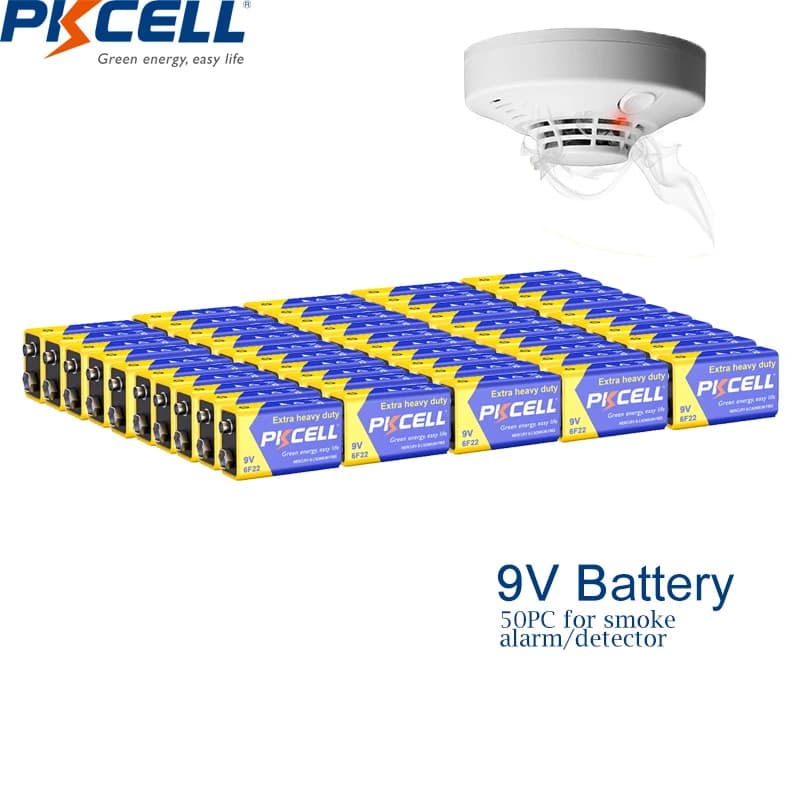 50PC PKCELL 9V batteria 6 f22 batterie Super resistenti come PPP3 9V monouso per rilevatore di fumo, multimetro microfono uso KTV