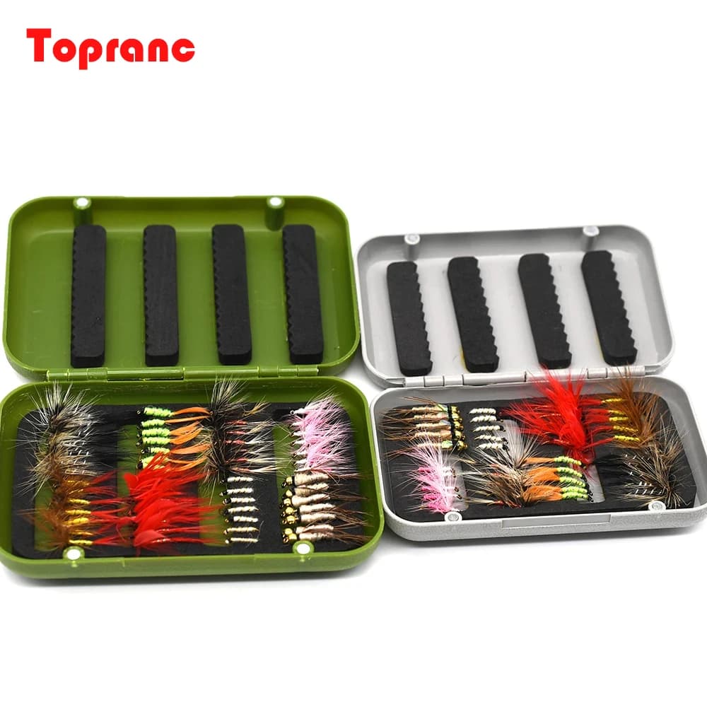 Topranc 40/56pcs Fly Fishing Kit with Box Assorted Dry/Wet Flies & Nymphs for Trout Bass