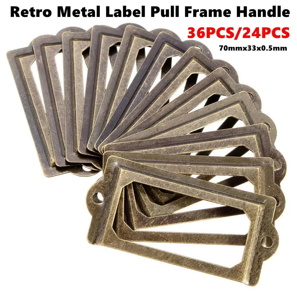 36-12X etichetta in metallo Pull Frame porta etichette in ottone anticato portatile multifunzione durevole conveniente per mobile mobile