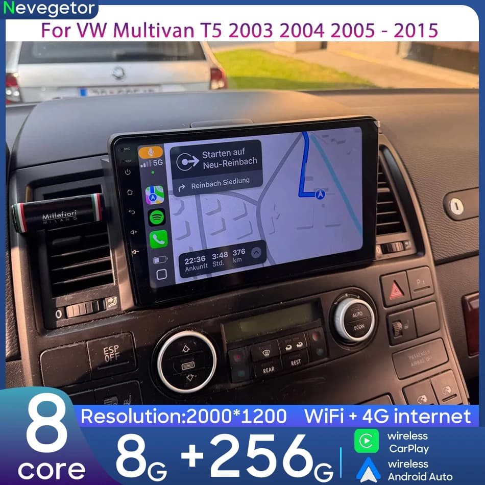 For VW Volkswagen Multivan T5 2003-2015 GPS video player Navigation Android CarPlay Radio Stereo 2din