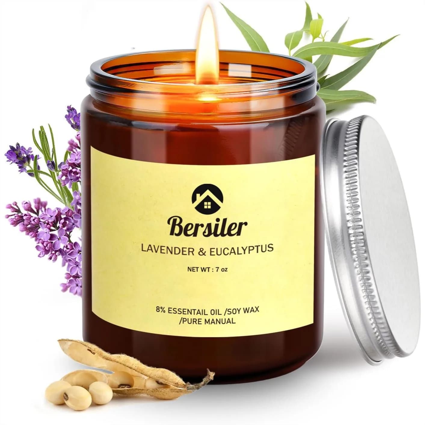 Candela Profumata alla Lavanda ed Eucalipto, 7oz in Cera di Soia per Alleviare lo Stress e Rilassarsi, Regalo per Donne