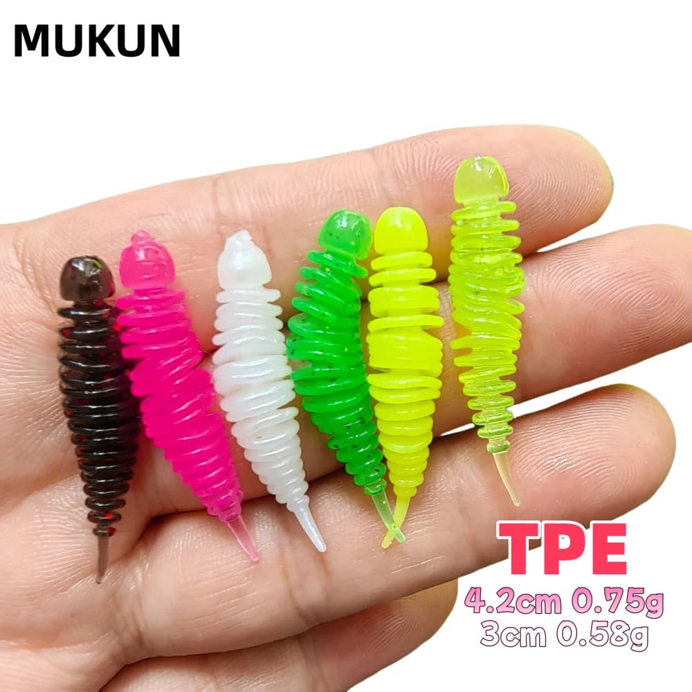 MUKUN 30PCS Mini Esche Da Pesca Morbide 3cm/0.58g 4.2cm/0.75g Pesca alla carpa bass richiamo Isca esche artificiali Attrezzatura Da Pesca