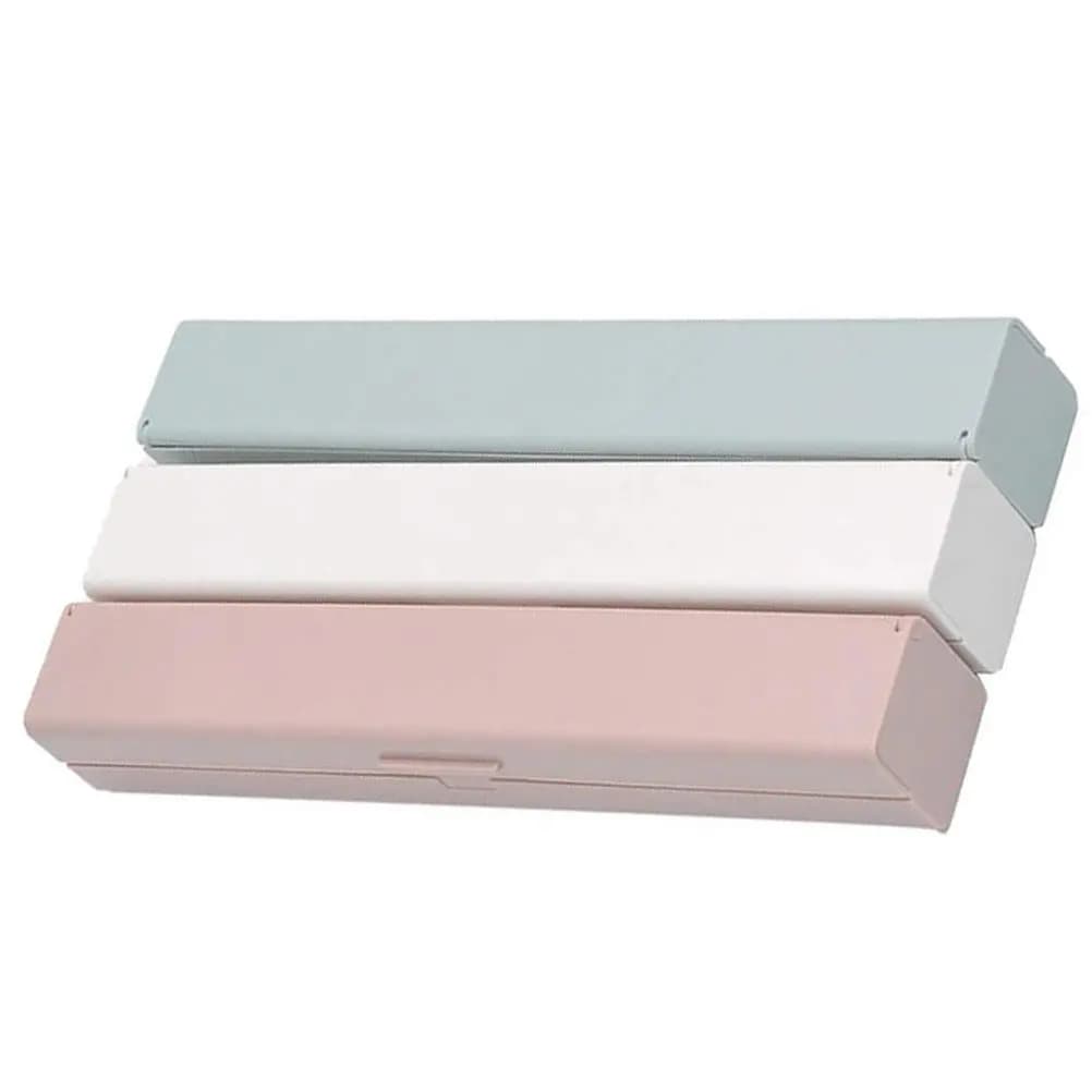 3Pcs Wrap Storage Container Food Cling Wrap Dispenser Box Stainless Steel Cutter Easy Pull Cut Design Kitchen Organizer