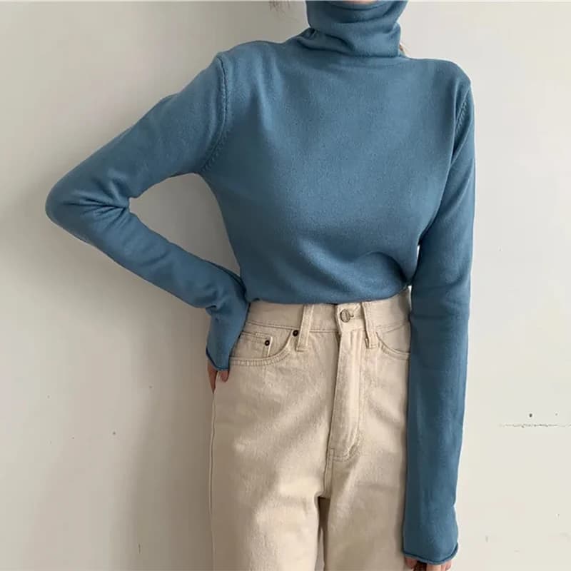 Maglione da donna ITOOLIN a collo alto, caldo, lavorato a maglia, a maniche lunghe, termico, pullover casual da ufficio, autunno inverno