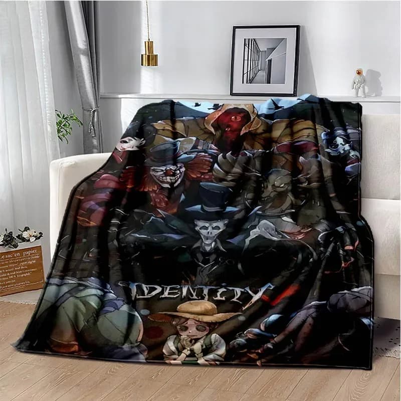 Coperta stampata con cartoni animati di Game Identity V, coperta da picnic, coperte calde in flanella, coperte per la casa, coperte per letti, regalo di compleanno