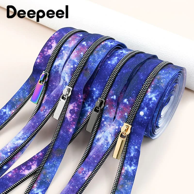 2M 5 # Cerniera in nylon Galaxy per metri con borsa scorrevole Decorazione per vestiti Cerniera a spirale Chiusura per indumenti Cerniere Kit di riparazione Accessori per cucire