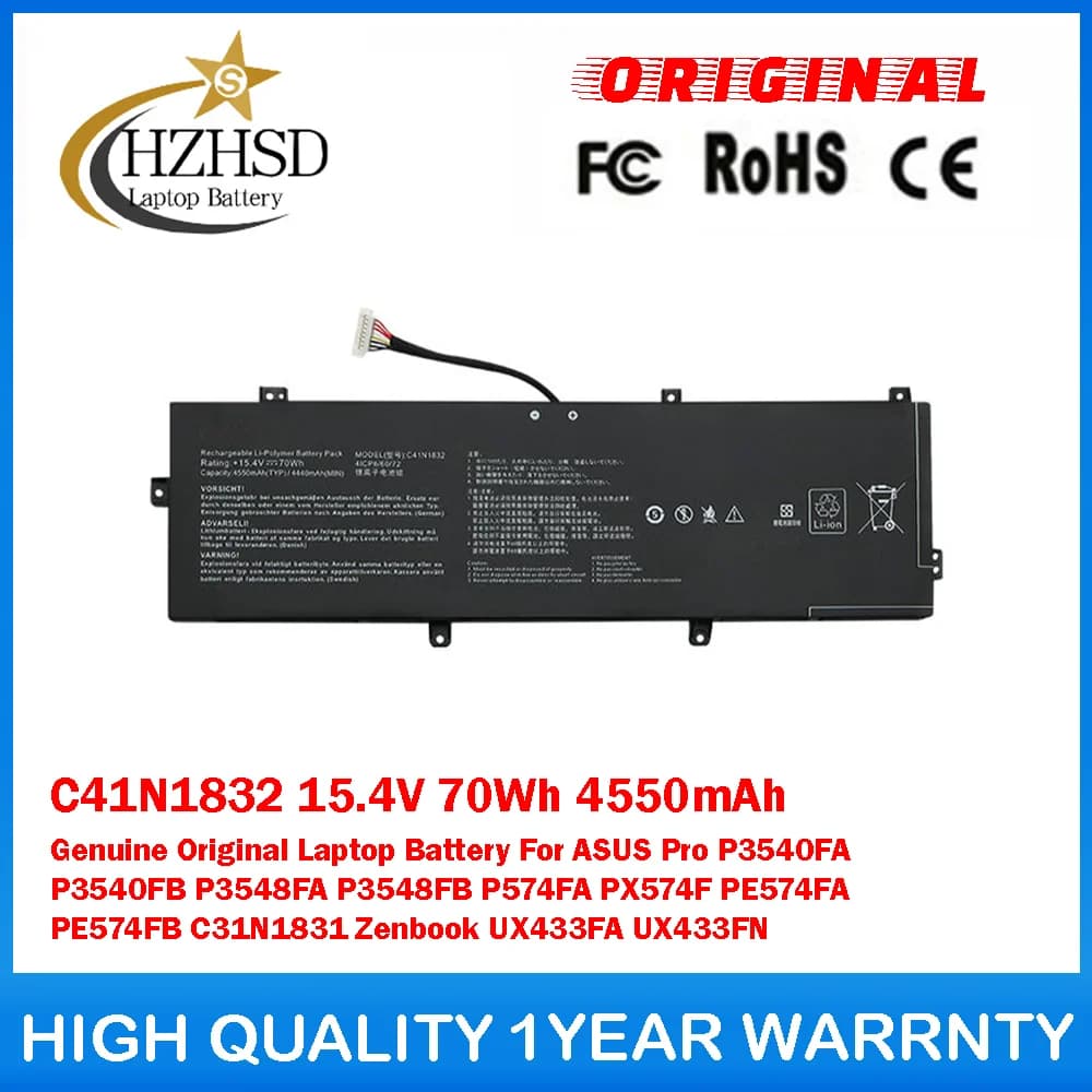 C41N1832 15.4V 70Wh 4550mAh Genuine Original Laptop Battery For ASUS Pro P3540FA P3540FB P3548FA P3548FB P574FA PX574F PE574FA