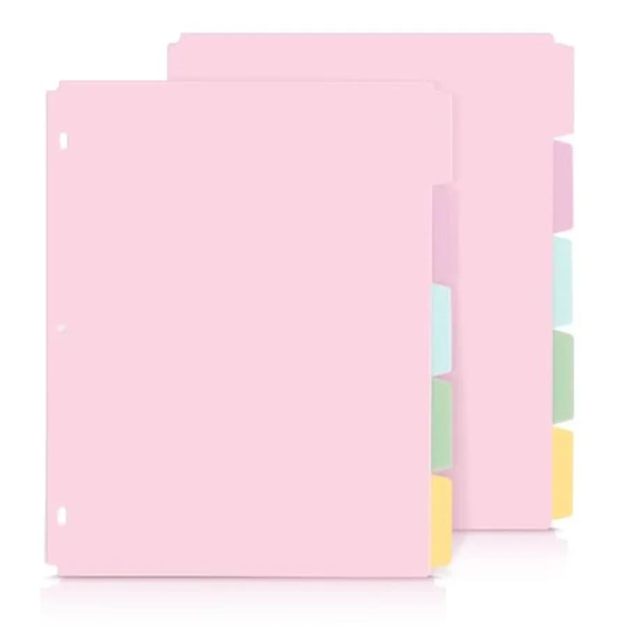 Divisori per raccoglitori con linguette, divisori a 5 linguette, confezione da 2 set, 10 divisori per raccoglitori a 3 anelli, divisori per raccoglitori con linguette scrivibili