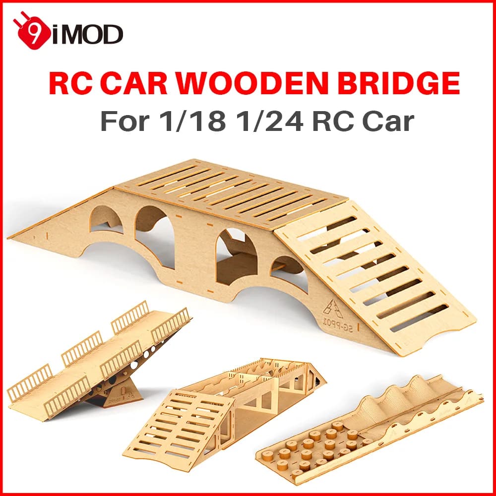9IMOD RC Arrampicata Auto Puntelli di Legno A Tavola Singola Ponte 3D Puzzle Ponte di Legno Altalena Pila di Legno Onda FAI DA TE Per 1/18 1/24 RC Auto