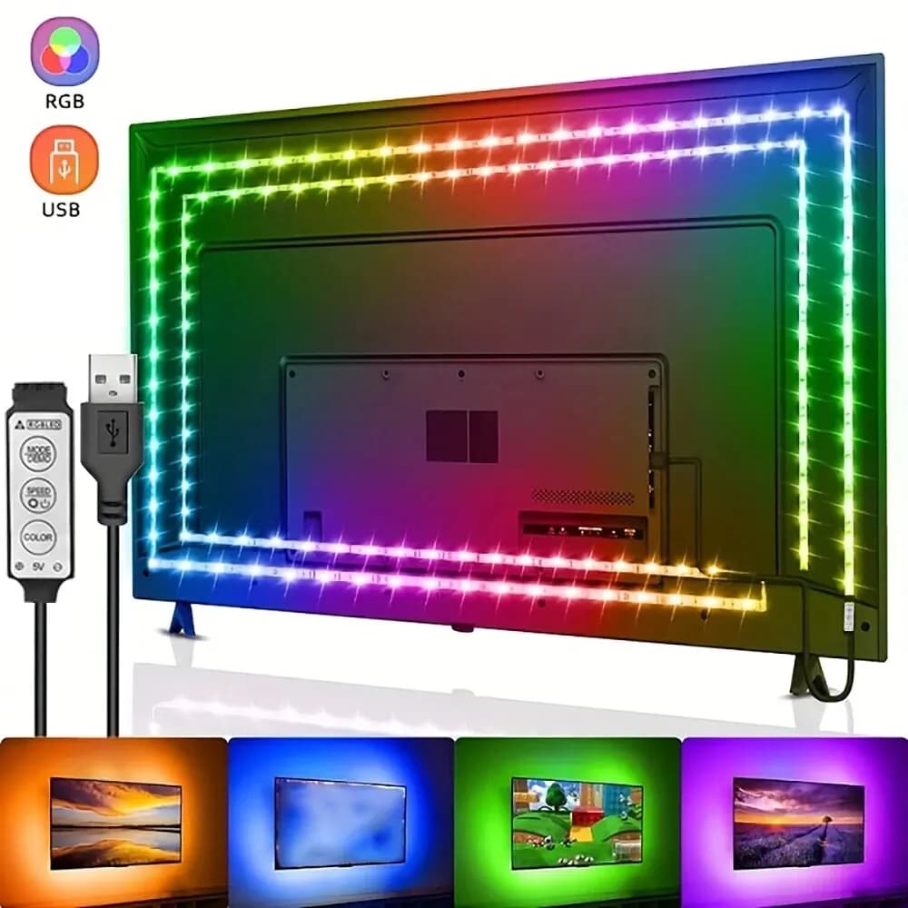 LED Lights for TV LED Strip with 3 Key Control USB 5V Tape Lights for TV Backlight Home Party Decoration Flexible Tape