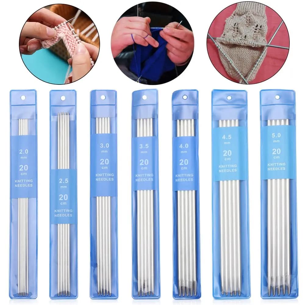 5 pz/set 20cm ferri da maglia dritti gancio all'uncinetto in acciaio inossidabile maglione fai da te tessere strumenti per maglieria taglia 2-5mm