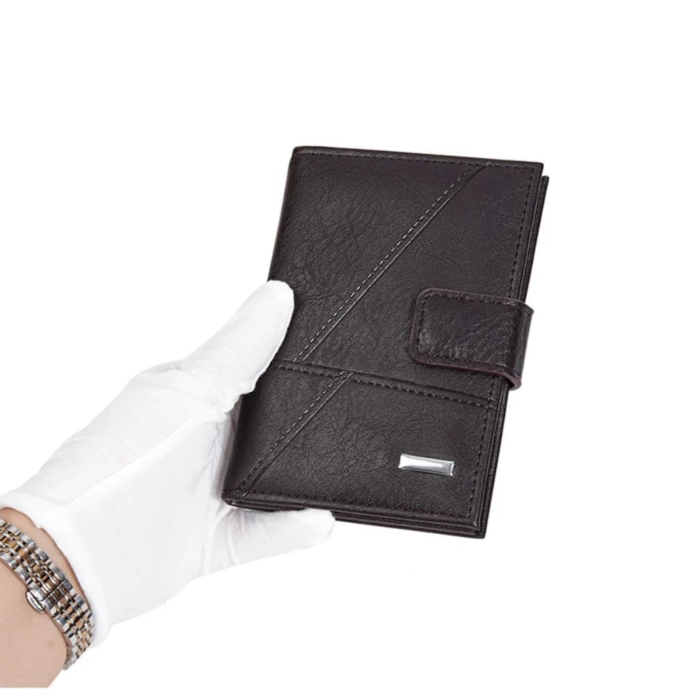 Baellerry Men's Short Pu Leather Wallets Solid Color Male Clasp Card Holder Business Wallets Passport Card Purse Simple Bag