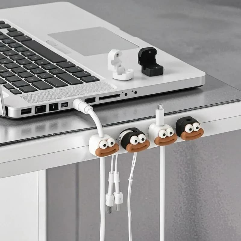 Organizzatore Magnetico per Cavi a Forma di Cartone Animato, Supporto da Parete per Cavi Dati, Fissatore per Cavi di Ricarica, Strumento di Gestione Spine Elettriche