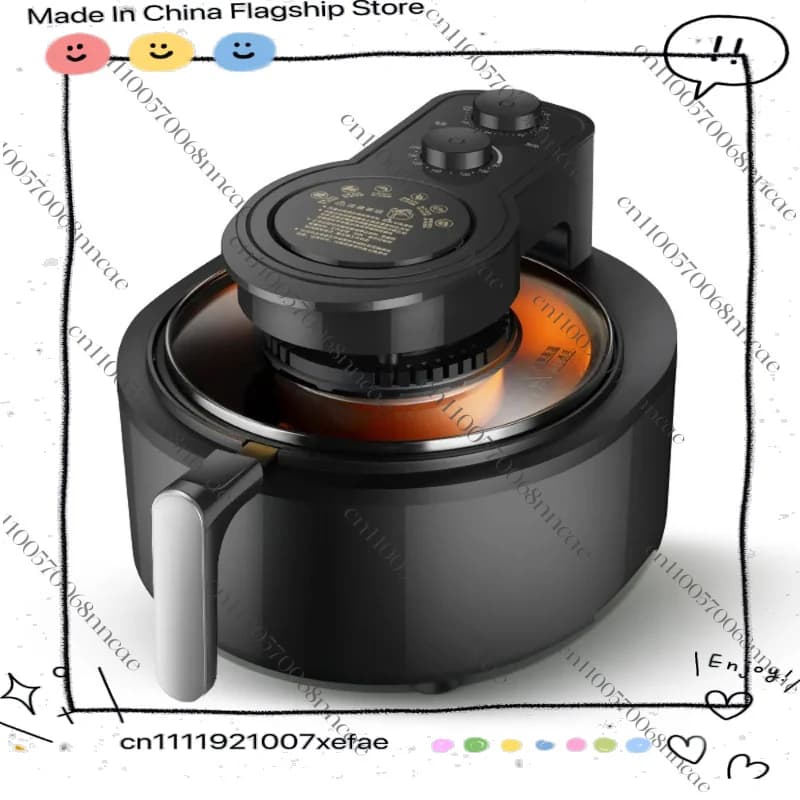 Friggitrice ad Aria Intelligente da 6L con Finestra Visibile, Senza Olio, Elettrica per Uso Domestico, per Cucina Sana, Pollo e Pizza