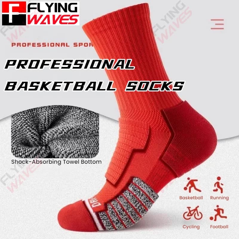 Calze da basket per adulti, calze sportive imbottite, traspiranti, in cotone, alte fino al ginocchio.