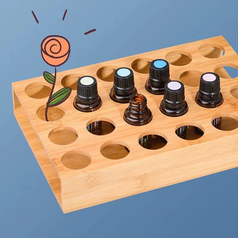 Scatola in Legno di Pino per Oli Essenziali, Espositore Multiuso per Flaconi Roll-on, 24 Bottiglie, Decorazione per la Casa