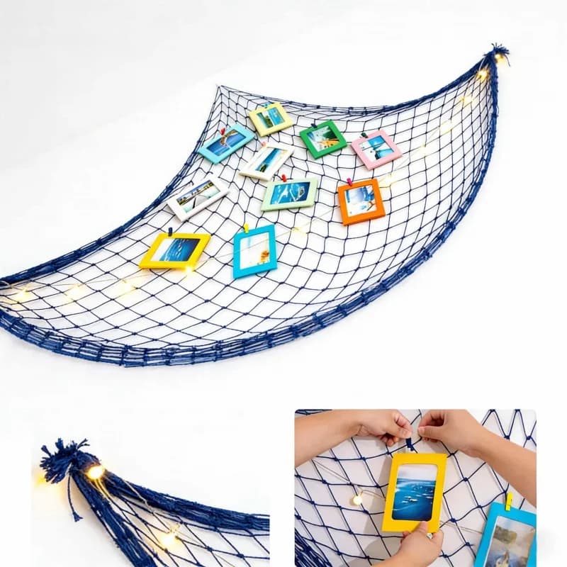 Handmade shell wind chime hanging decoration, woven with thick rope and twine, Mediterranean style, wall decoration for living r