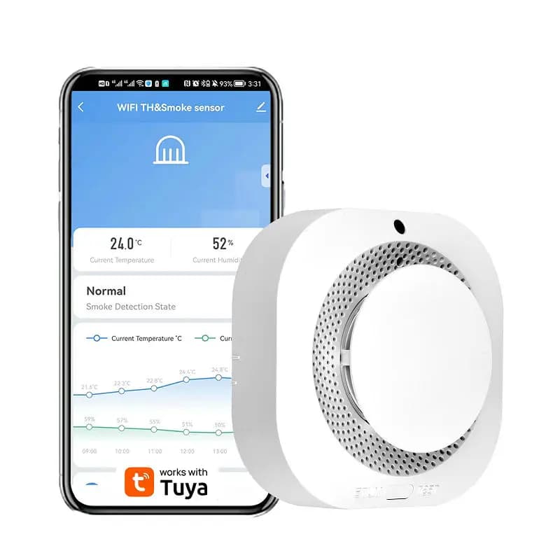 Tuya Smart Life APP Contral WIFI Rilevatore di fumo indipendente Rilevatore di fumo di sicurezza domestica intelligente 85dB Allarme forte Allarme antincendio