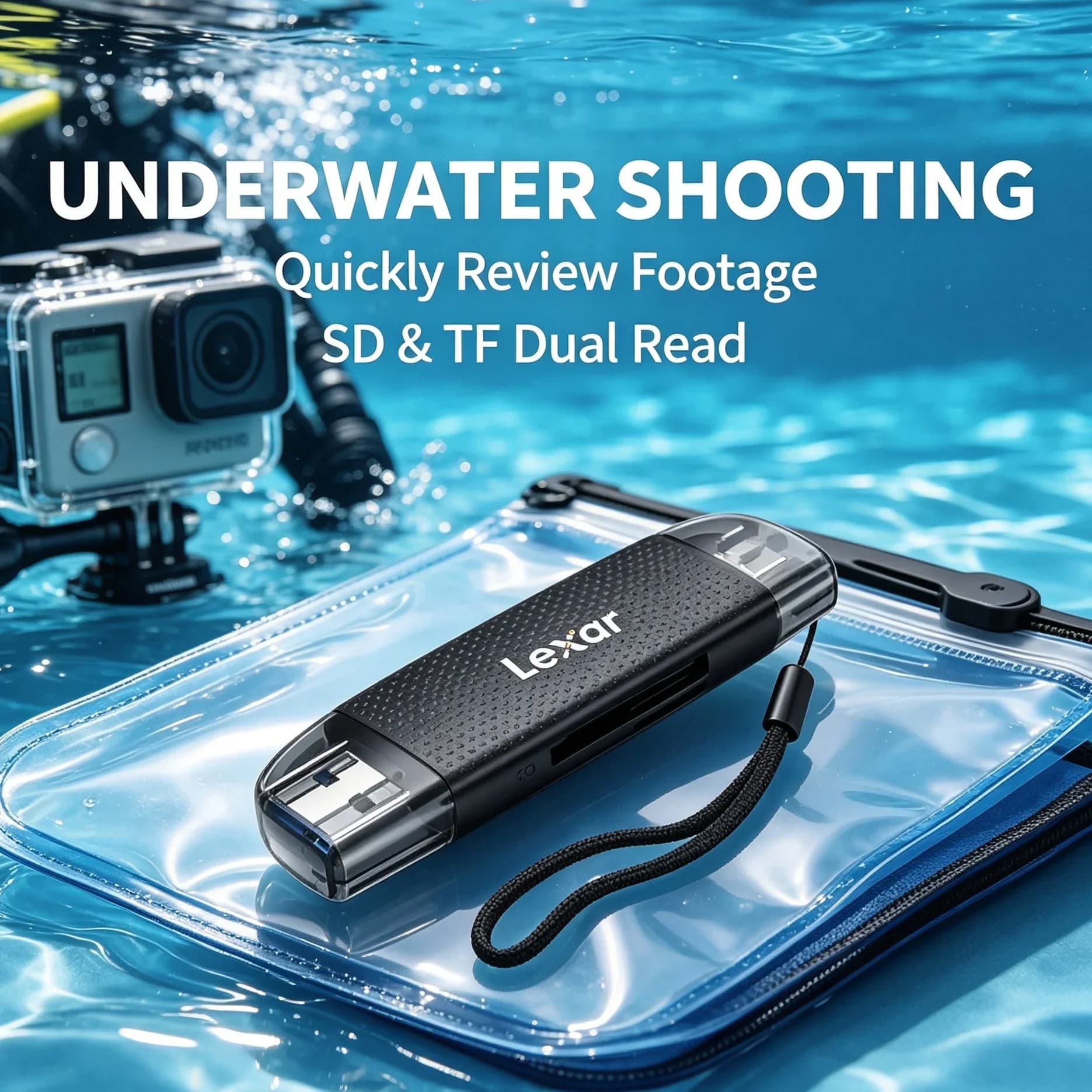 Lexar High Speed USB 3.2 Memory Card Reader 205MB/s USB C USB A Dual Slot SD Micro SD Card Reader for Photographer