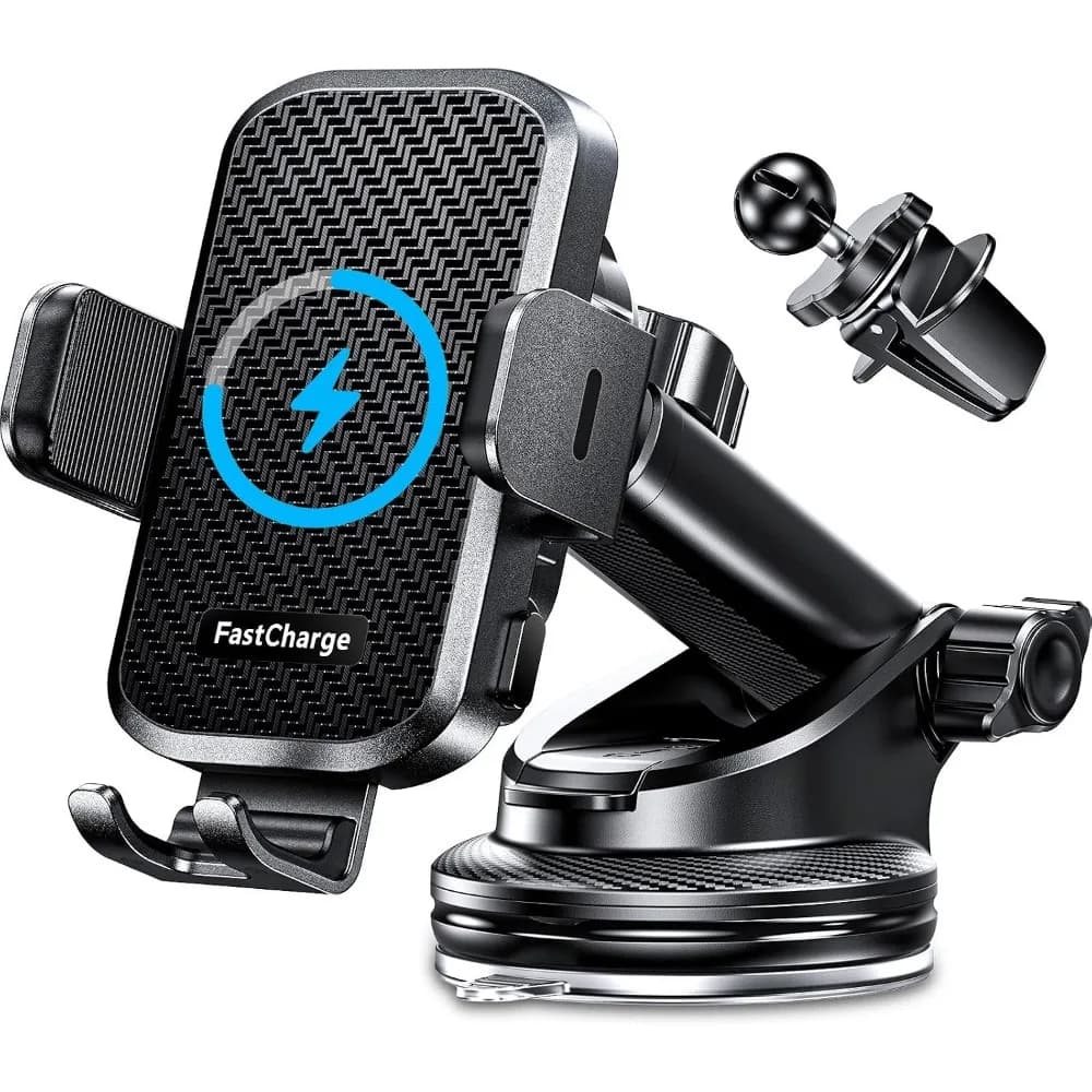 Wireless Car Charger and Phone Holder Mount for Fast Charging and Vent Accessory