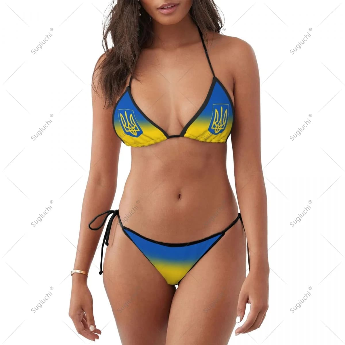 Costume da bagno donna ragazza bikini bandiera Ucraina set costumi da bagno a tre punti nuoto costume da bagno costumi da festa in spiaggia Mujer sexy