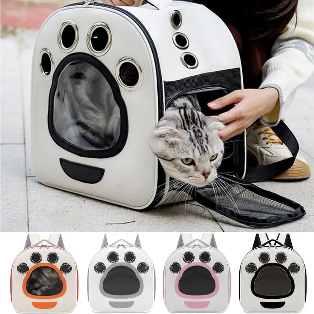 Convenient Foldable Pet Backpack Breathable Lightweight Portable Pet Bag Side Mesh Comfortable Travel Cat Carrier Window Design