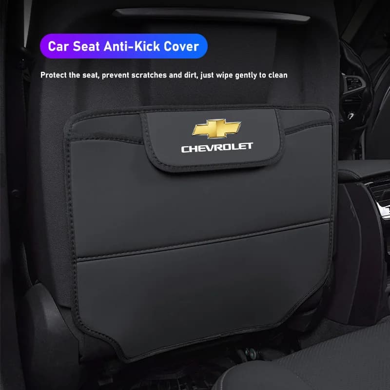 Seggiolino auto Anti-calcio Pad Copertura in pelle Borsa portaoggetti interna per Chevrolet Corvette Montana TrailBlazer Silverado Traverse Camaro