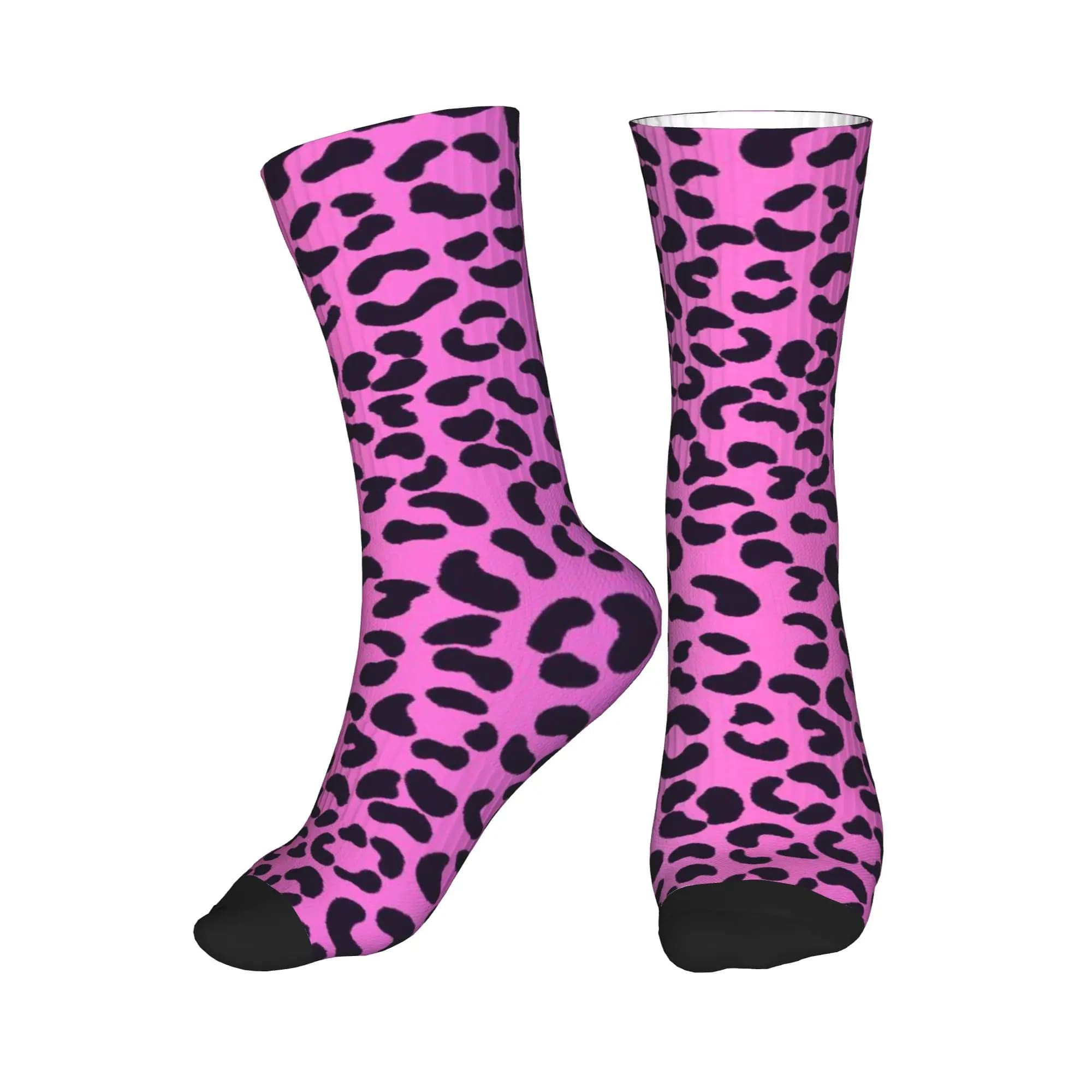 Calzini da uomo colorati con stampa leopardata arcobaleno, calzini unisex traspiranti e caldi con stampa 3D