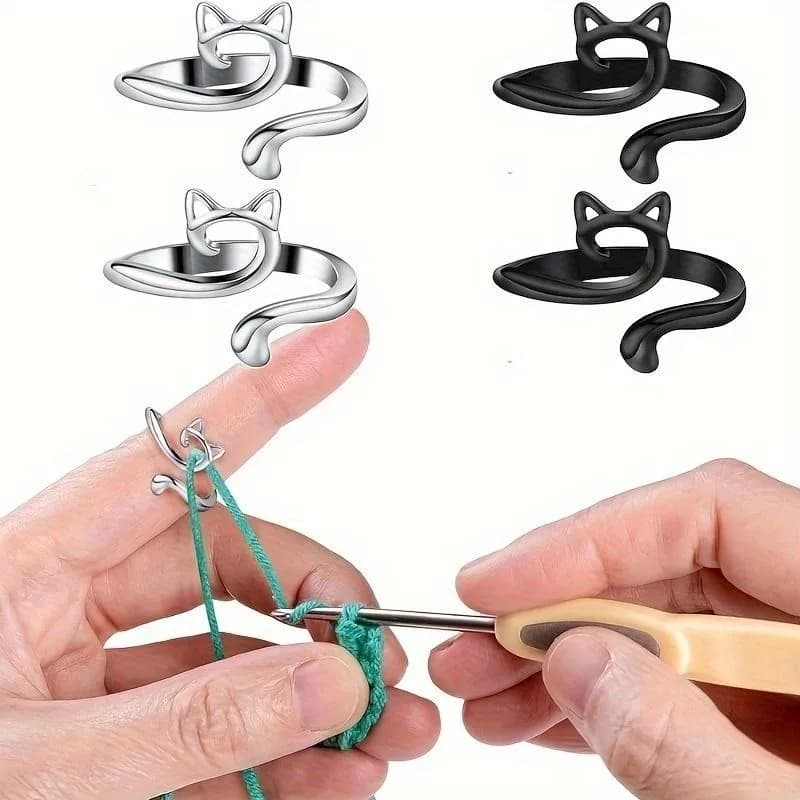 2pcs Crochet Ring for Fingure Adjustable Crochet Tension Ring Yarn Tension Rings Easy Crocheting Crochet Accessories Mother Grandma Thanksgiving Presents