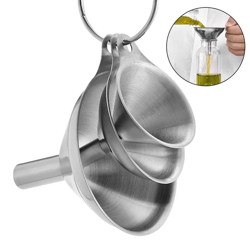 Set di 3 o 5 Imbuti in Acciaio Inox per Cucina, Imbuti in Metallo di Grado Alimentare per Riempire Bottiglie, Piccoli Imbuti per Oli Essenziali e Spezie