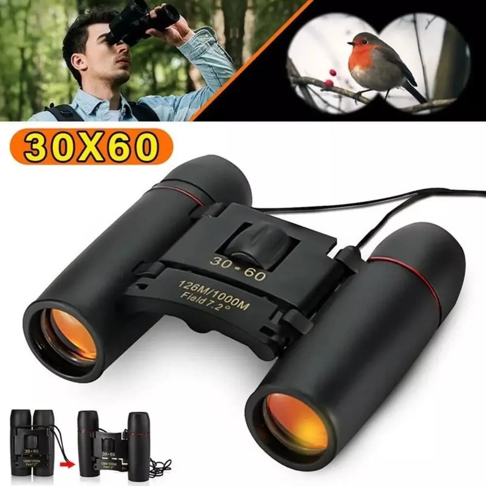 Binocolo HD 30x60 con Zoom, Visione a Lunga Distanza e Notturna, Telescopio Portatile con Manopola di Messa a Fuoco Regolabile