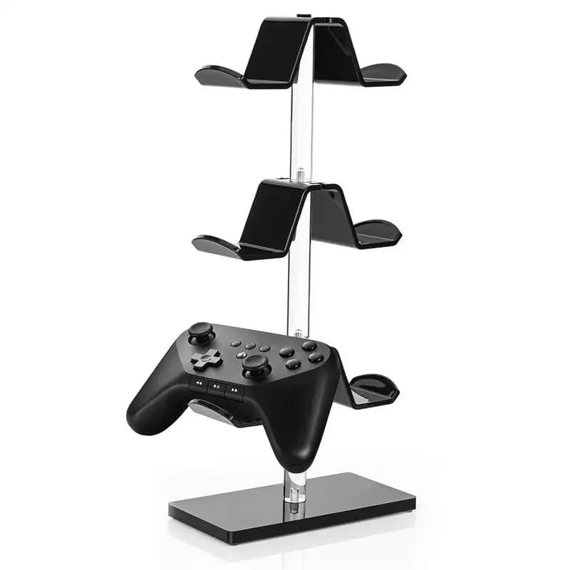 Supporto per controller Supporto per controller di gioco in acrilico Supporto per cuffie Base stabile a 3 livelli Gancio per auricolari rotante per giochi desktop