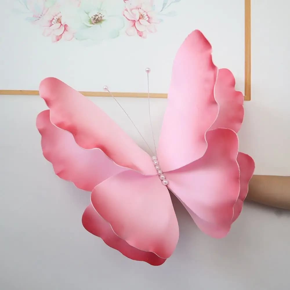 Decorazioni da giardino sfumate con farfalla di carta crespata gigante da 50 cm. Guida stradale per matrimonio artificiale con farfalla finta simulata