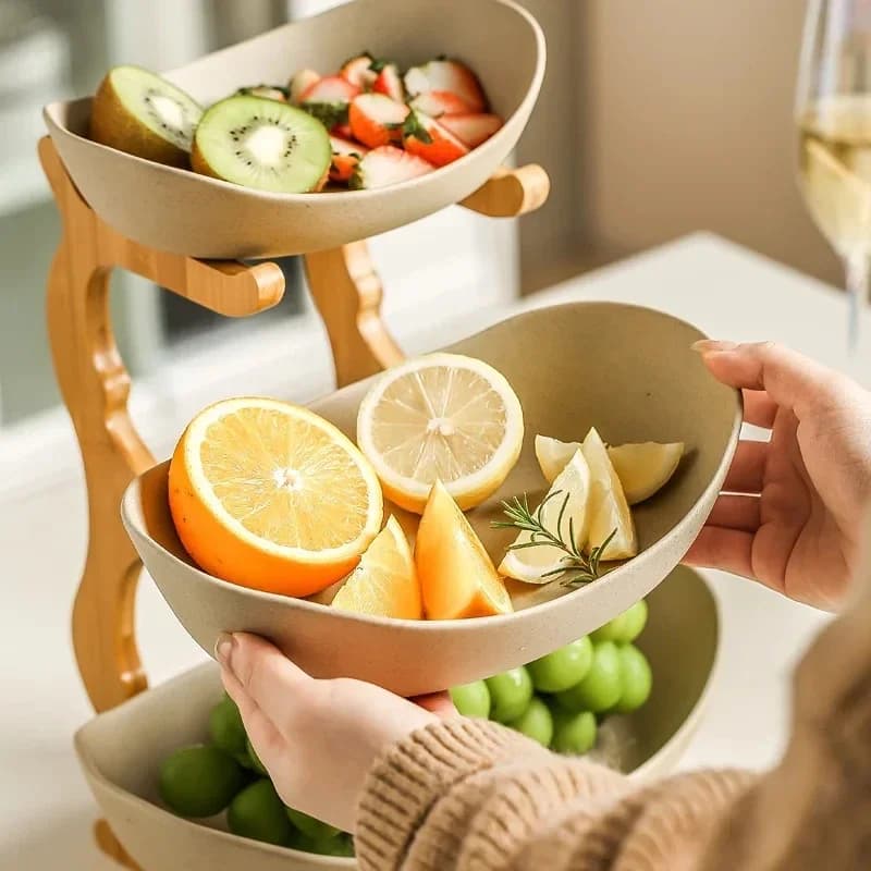 Piatto di frutta a 2/3 strati Piatto di snack per la casa Piatto di caramelle creativo Cesto di frutta secca moderna Soggiorno Supporto per torta in plastica Piatti per snack