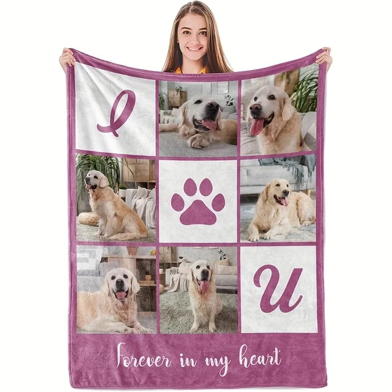 Coperta fotografica personalizzata per animali domestici: coperta personalizzata in flanella per cani e gatti, biancheria da letto morbida e confortevole adatta a tutte le stagioni